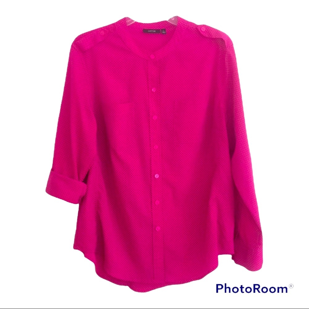 Apt.9 Long sleeve pink button down blouse, top, L